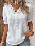 Perdita | Women's Pleated V-Neck Button Detail Blouse