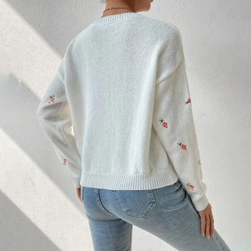 Perpetua | Women's Cozy Floral Knit Sweater