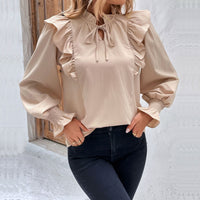 Perrine | Women's Ruffle Detail Elegant Blouse in Apricot