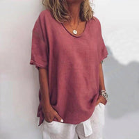 Persephone | Women's Scoop Neck Loose Fit Blouse in Dark Pink