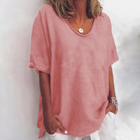 Persephone | Women's Scoop Neck Loose Fit Blouse in Pink