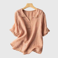 Petra | Women's Short Sleeve Rounded Blouse in Apricot