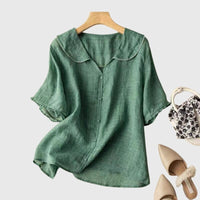 Petra | Women's Short Sleeve Rounded Blouse in Green