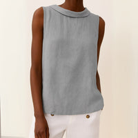 Phaedra | Women's Sleeveless Roll Collar Blouse in Gray