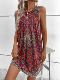 Pheodora | Women's Sleeveless Lightweight Floral Dress in Red