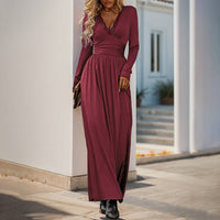 Philiberta | Women's V-Neck Ruched Elegant Maxi Dress