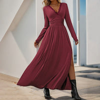 Philiberta | Women's V-Neck Ruched Elegant Maxi Dress