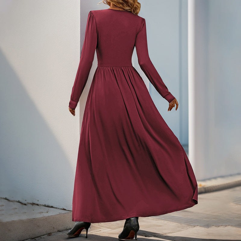 Philiberta | Women's V-Neck Ruched Elegant Maxi Dress