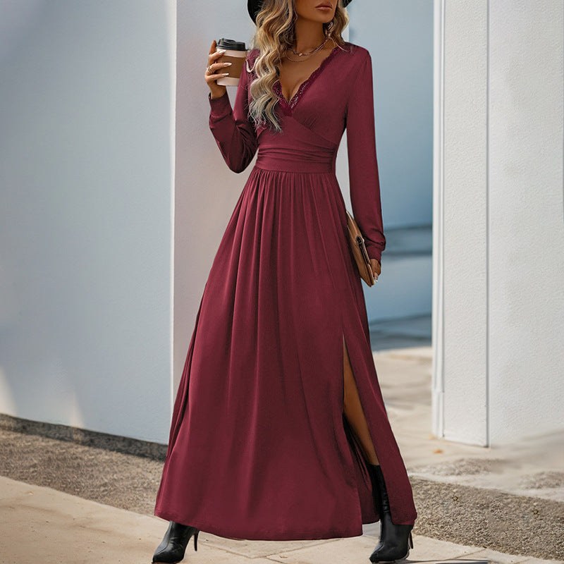 Philiberta | Women's V-Neck Ruched Elegant Maxi Dress