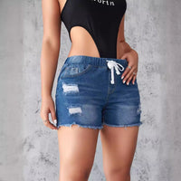 Philippa | Women's Elastic Waist Fashionable Shorts in Blue