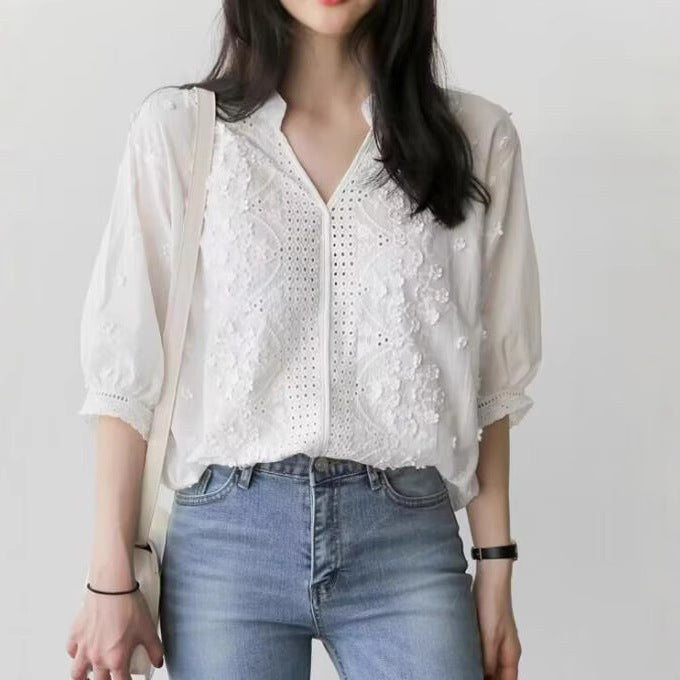 Philomela | Women's Button-Front Blouse in As Shown