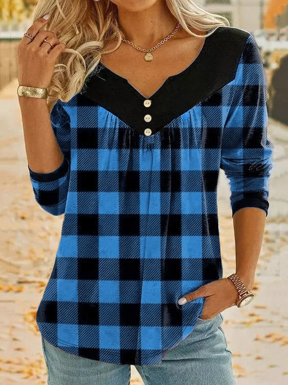 Philomena | Women's V-Neck Button-Front Top