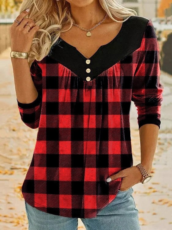 Philomena | Women's V-Neck Button-Front Top
