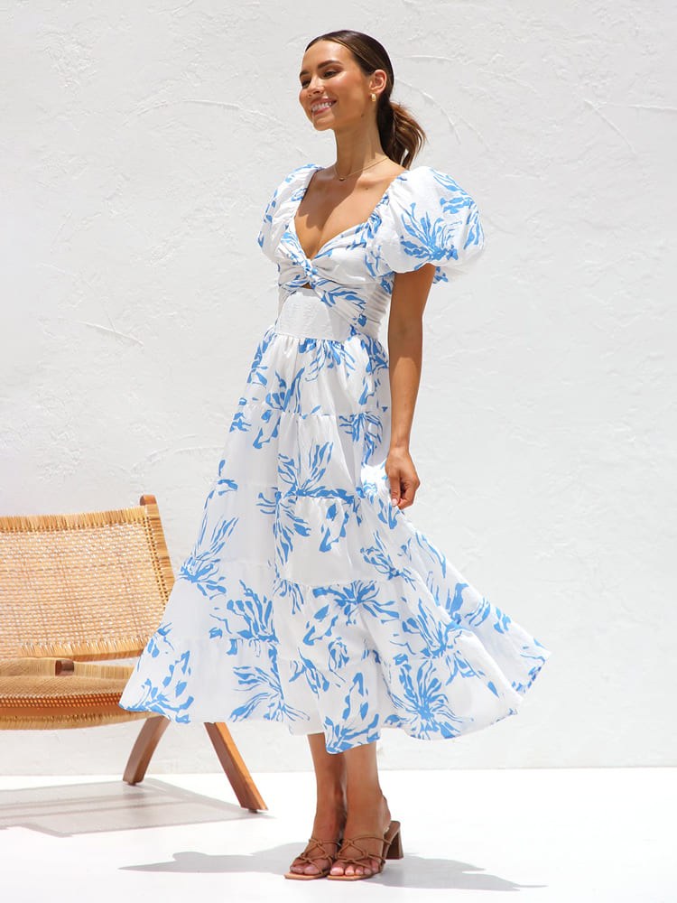 Philomena | Women's Casual Midi Sundress in Blue