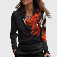 Phoebe | Women's Structured Formal Blouse in Black & Red