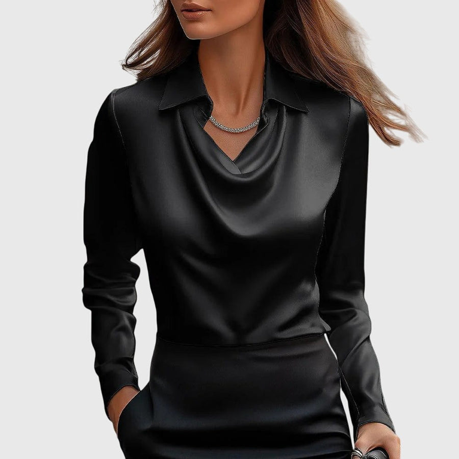 Phoebe | Women's Structured Formal Blouse in Black