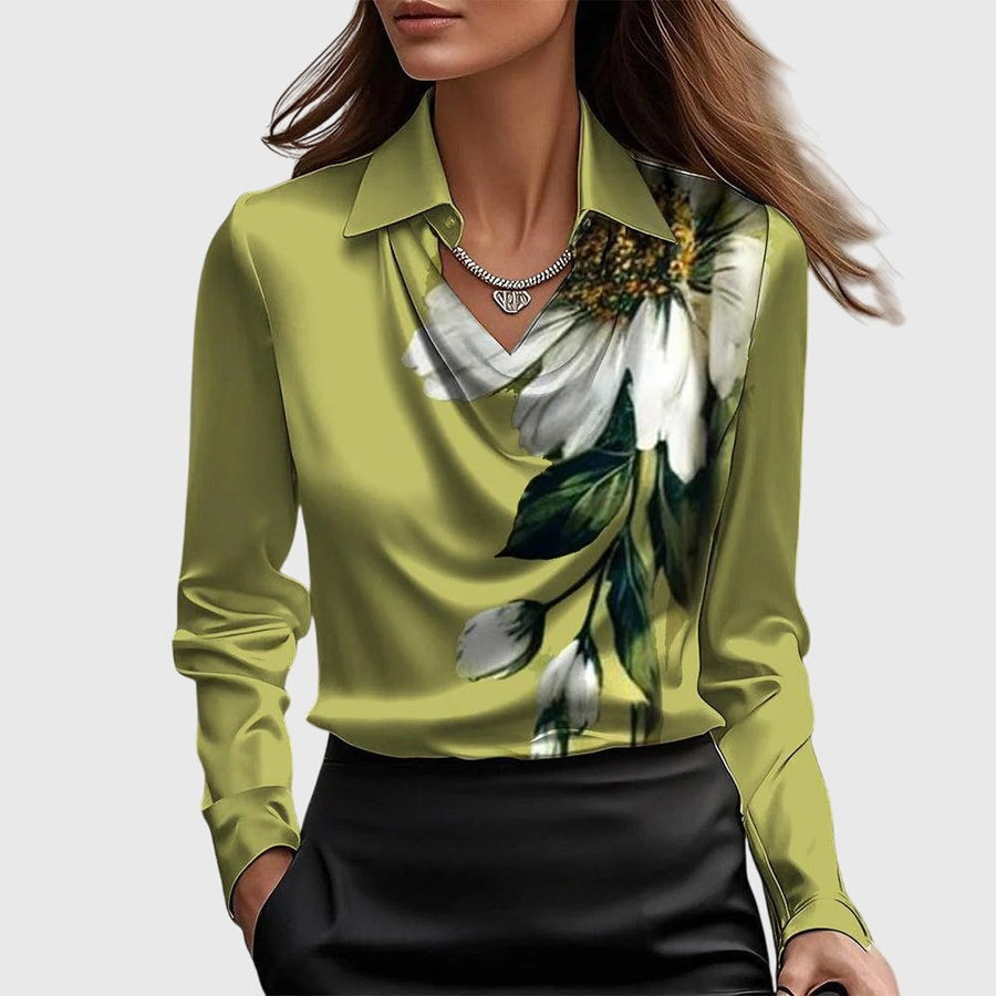 Phoebe | Women's Structured Formal Blouse in Green