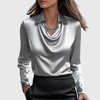 Phoebe | Women's Structured Formal Blouse in Silver