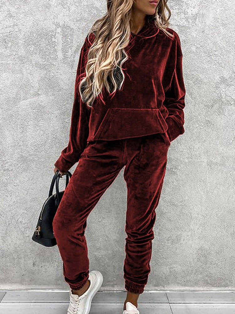 Pia | Women's Oversized Cozy Comfortable Fleece Joggers in Wine Red