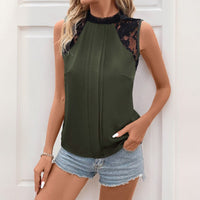 Pierrette | Women's Lace Elegant Blouse in Olive Green
