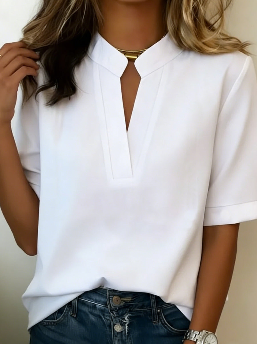 Pilar | Women's V-Neck Short Sleeve Blouse