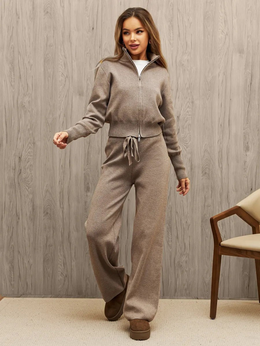 Pilar | Women's Cozy Hooded Knit Pants – Dress Pants in Khaki