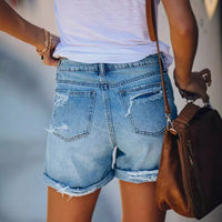 Polly | Women's High Waist Fashionable Shorts in Blue