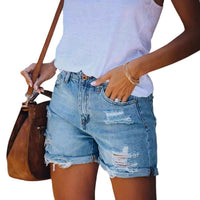 Polly | Women's High Waist Fashionable Shorts in Blue