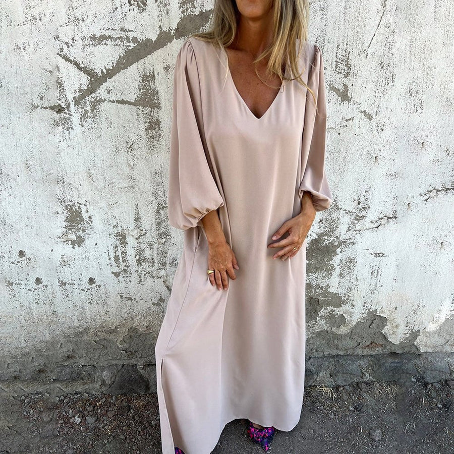 Prudence | Women's Side Slit Boho Dress in Apricot