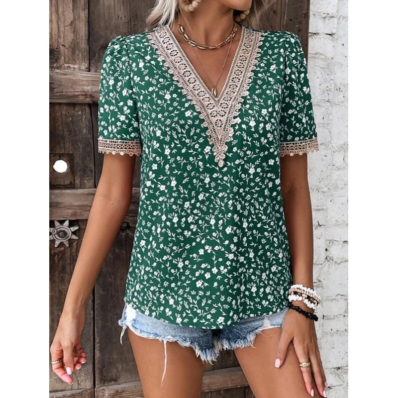 Prudentia | Women's Floral Blouse in Green
