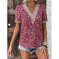 Prudentia | Women's Floral Blouse in Red
