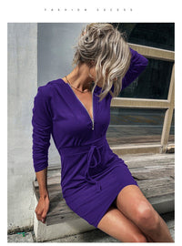 Prunella | Women's Zip Hooded Dress – Casual Dress in Flied