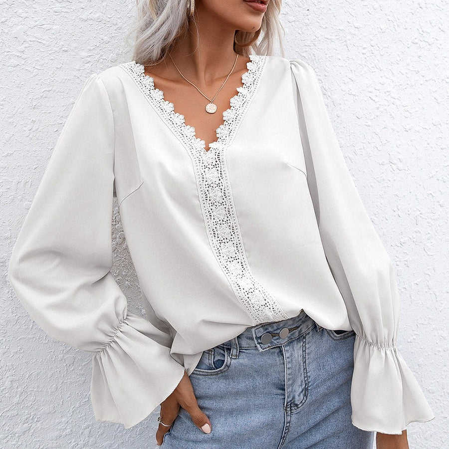Pulcheria | Women's Lace Detail Elegant Blouse