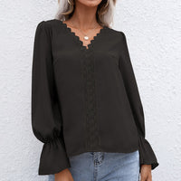 Pulcheria | Women's Lace Detail Elegant Blouse in Black