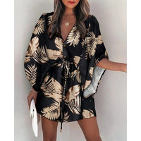 Pulcherie | Women's Floral Print Belted Wrap Dress in Black