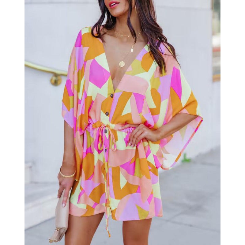 Pulcherie | Women's Floral Print Belted Wrap Dress in Pink