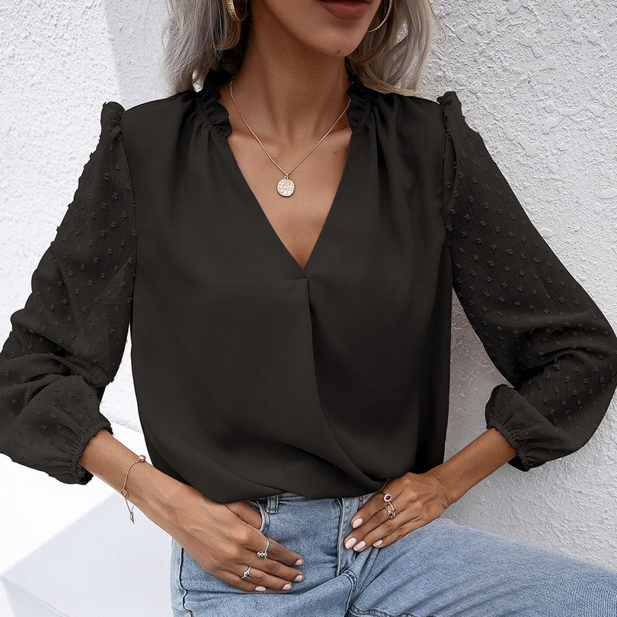 Querida | Women's Textured Elegant Blouse in Black