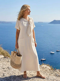 Radegund | Women's Round Neck Pocket Midi Sundress