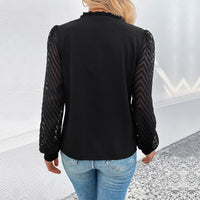 Radmila | Women's Button-Front Sheer Elegant Blouse in Black
