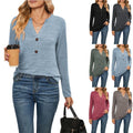 Rafaela | Women's V-Neck Button-Front Long Sleeve Elegant Shirt