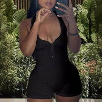 Rafaela | Women's Zip V-Neck Jumpsuit in Black