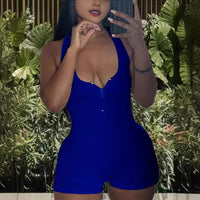 Rafaela | Women's Zip V-Neck Jumpsuit in Blue