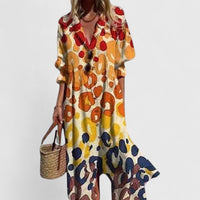 Rafaela | Women's Botanical Long Sleeve Boho Maxi Dress in Yellow