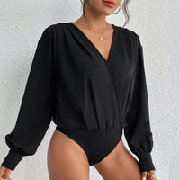 Rafaella | Women's V-Neck Voluminous Elegant Blouse in Black