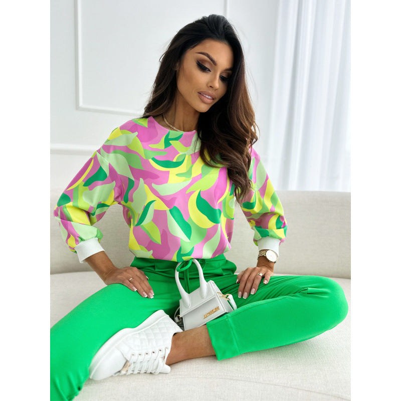 Raffaella | Women's Floral Sweatshirt in Light Green