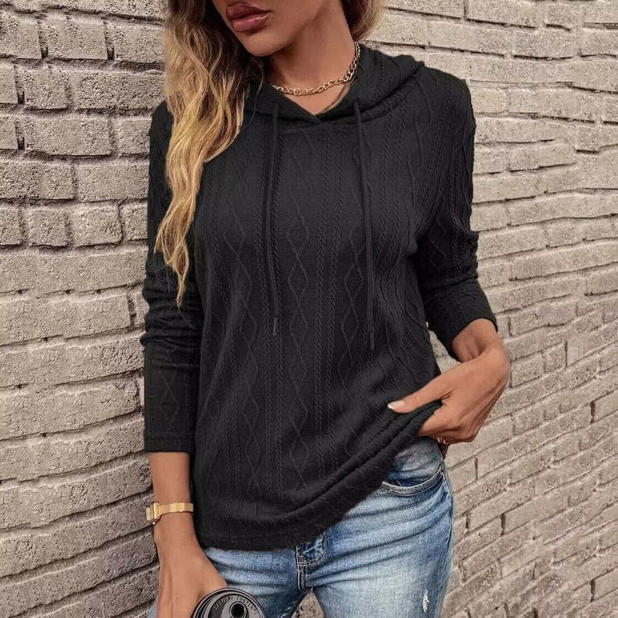 Raphaelle | Women's Textured Hooded Hoodie in Black