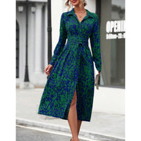 Raphaelle | Women's Long Sleeve Pockets Fashionable Shirt Dress in Blue
