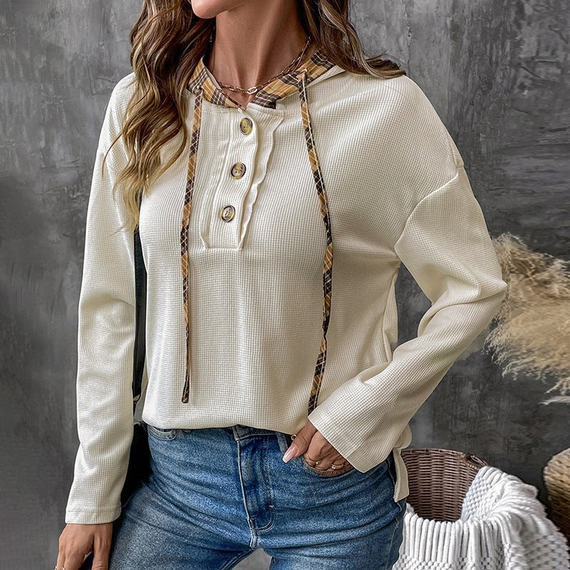 Raquel | Women's Long Sleeve Hooded Hoodie in Apricot