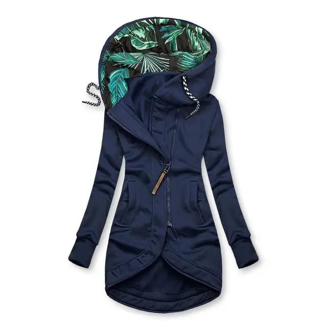Reba | Women's Pockets Hooded Jacket in Marine Blue