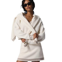 Rebecca | Women's Textured Hooded Dress – Casual Dress in White